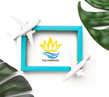 شعار وهوية بصرية لشركة Taç Marmara السياحية في تركيا – تصميم مستوحى من التاج وأمواج البحر